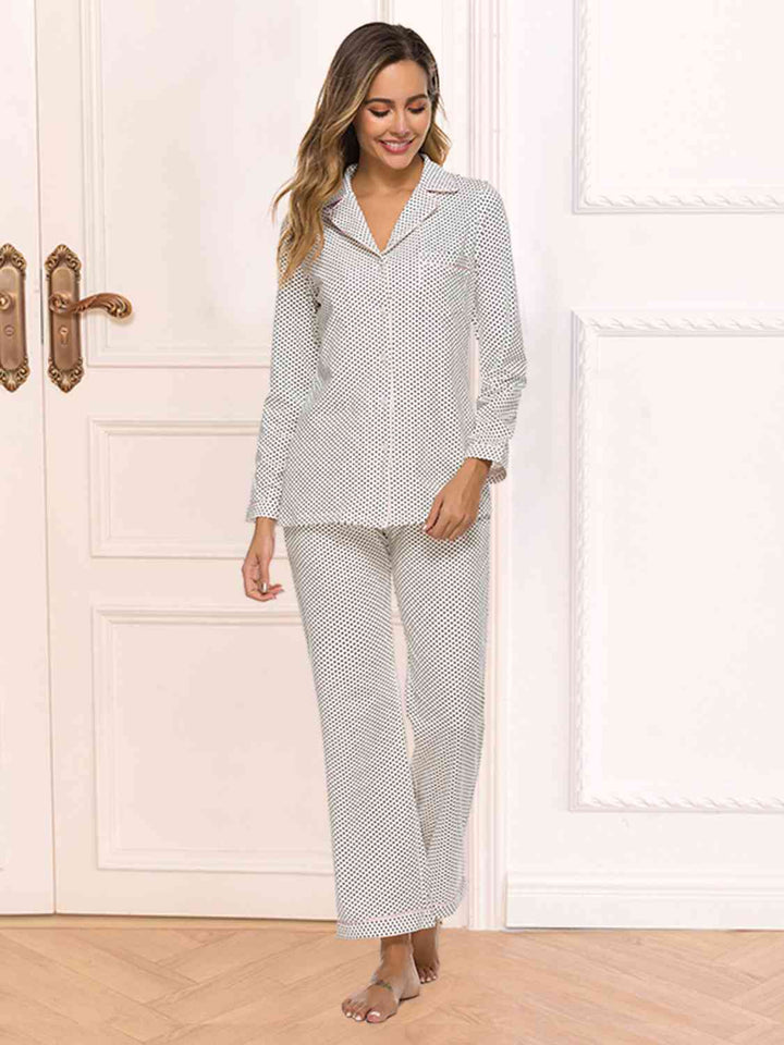 Collared Neck Loungewear Set with Pocket | 1mrk.com