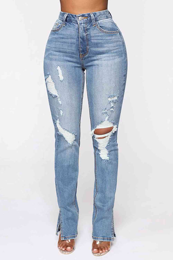 Distressed Slit Jeans | 1mrk.com