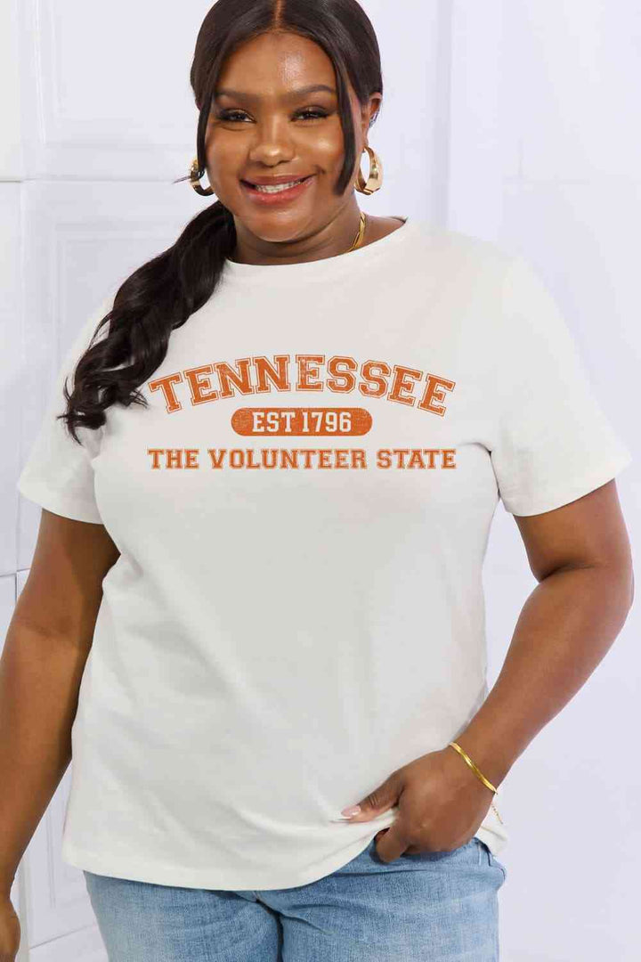 Simply Love Full Size TENNESSEE EST 1796 THE VOLUNTEER STATE Graphic Cotton Tee | 1mrk.com