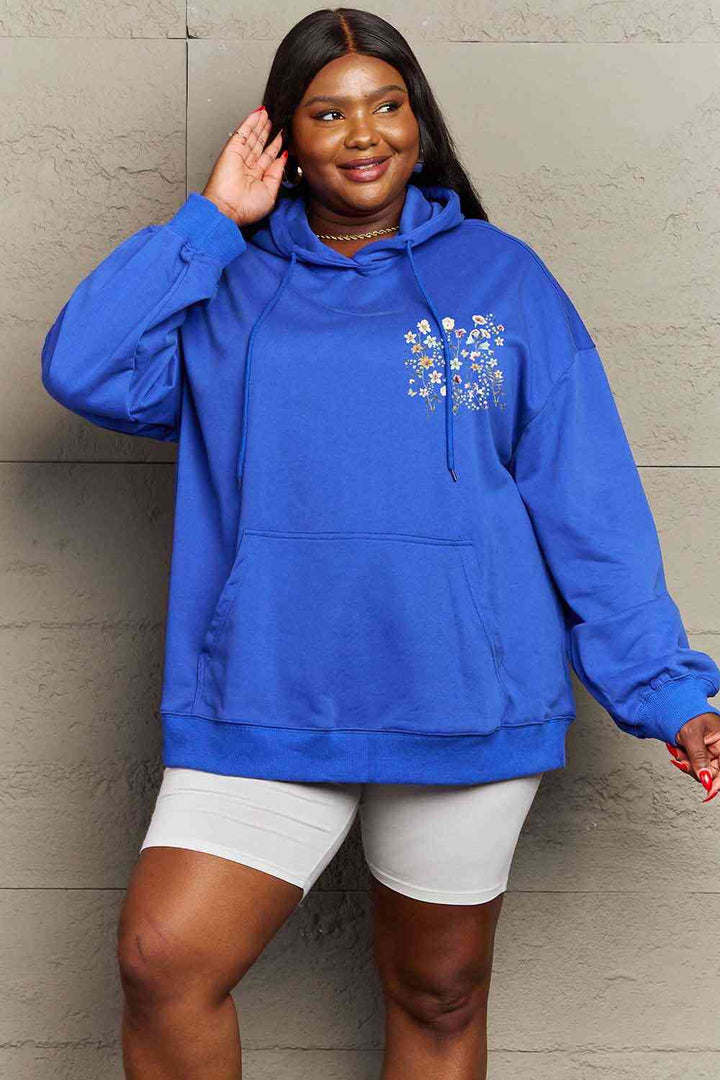 Simply Love Simply Love Full Size Flower Graphic Dropped Shoulder Hoodie | 1mrk.com