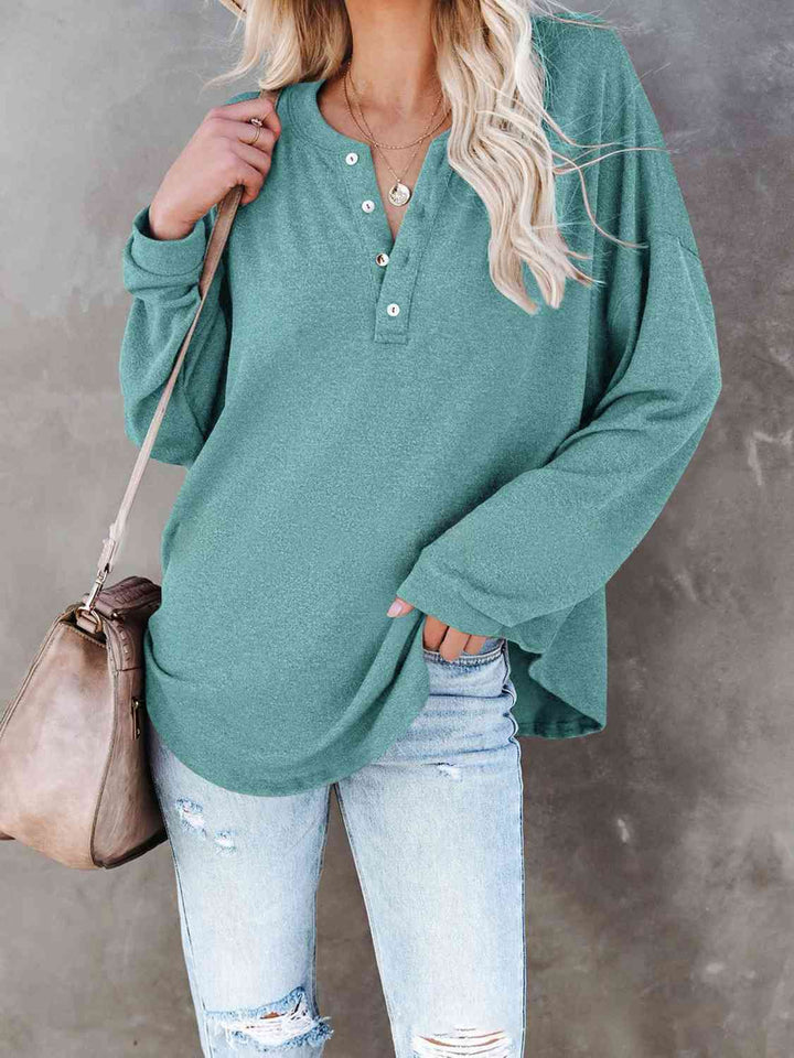 Buttoned Drop Shoulder Top | 1mrk.com