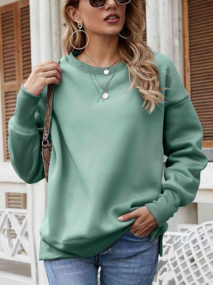 Dropped Shoulder Slit Sweatshirt |1mrk.com