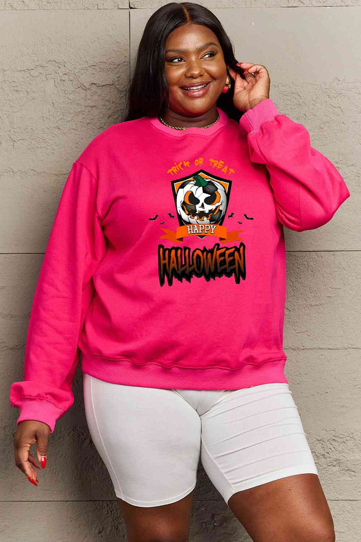 Simply Love Full Size TRICK OR TREAT HAPPY HALLOWEEN Graphic Sweatshirt |1mrk.com