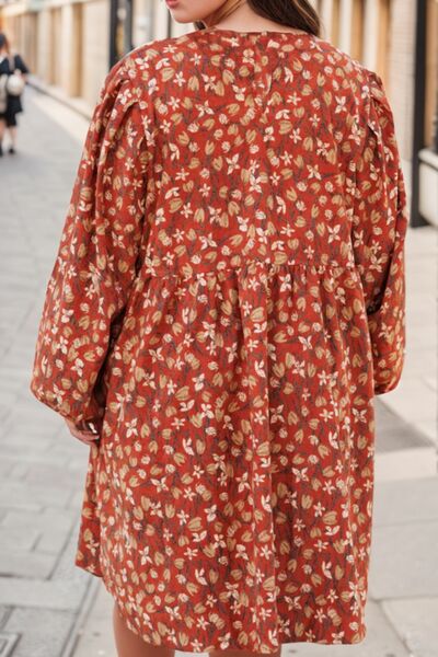 Plus Size Floral Round Neck Dress |1mrk.com