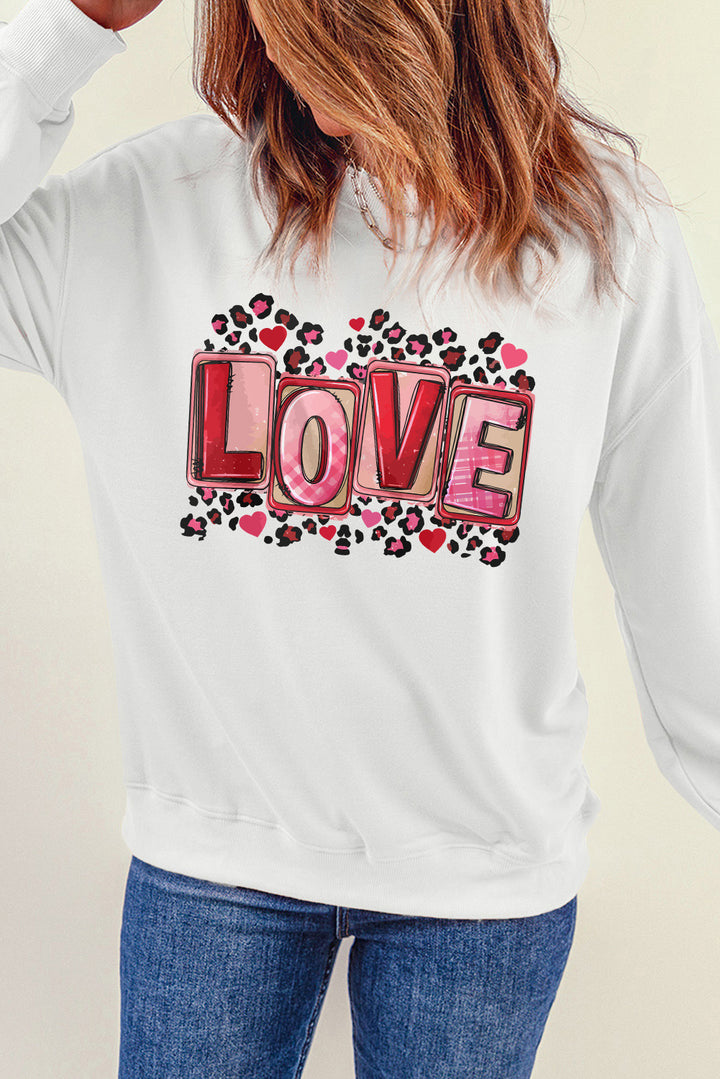 LOVE Round Neck Dropped Shoulder Sweatshirt | Trendsi