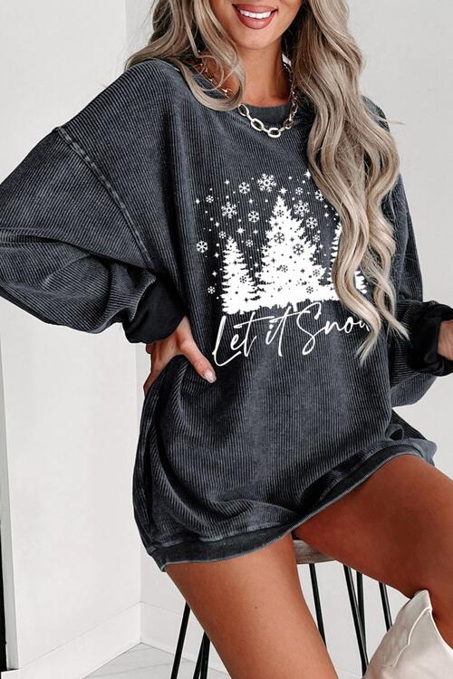 Christmas Tree Graphic Dropped Shoulder Sweatshirt |1mrk.com