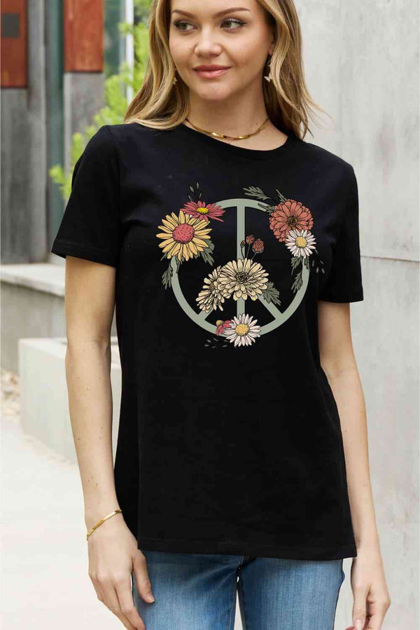 Simply Love Full Size Flower Graphic Cotton Tee | 1mrk.com