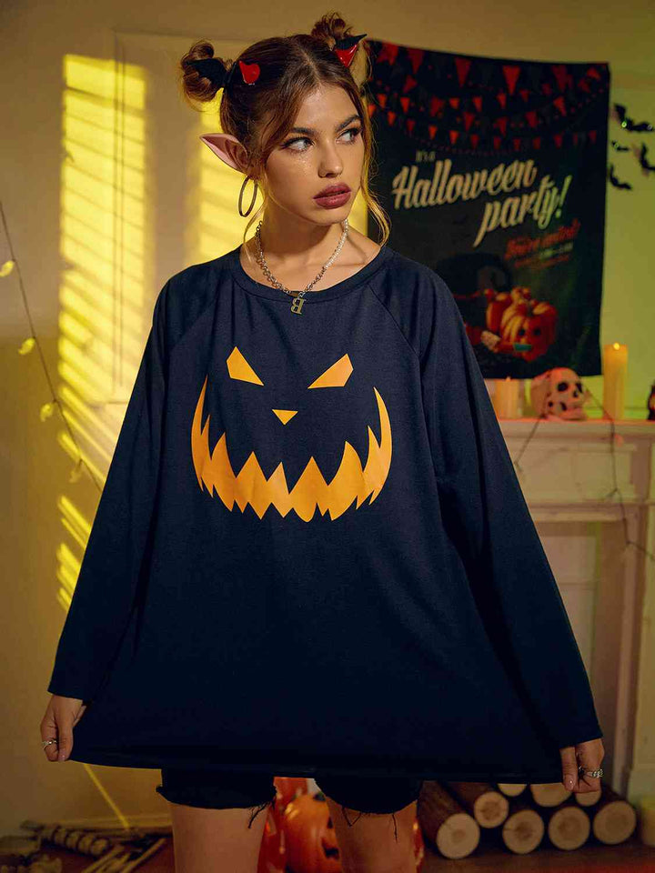 Round Neck Jack-o'-lantern Graphic T-Shirt | 1mrk.com