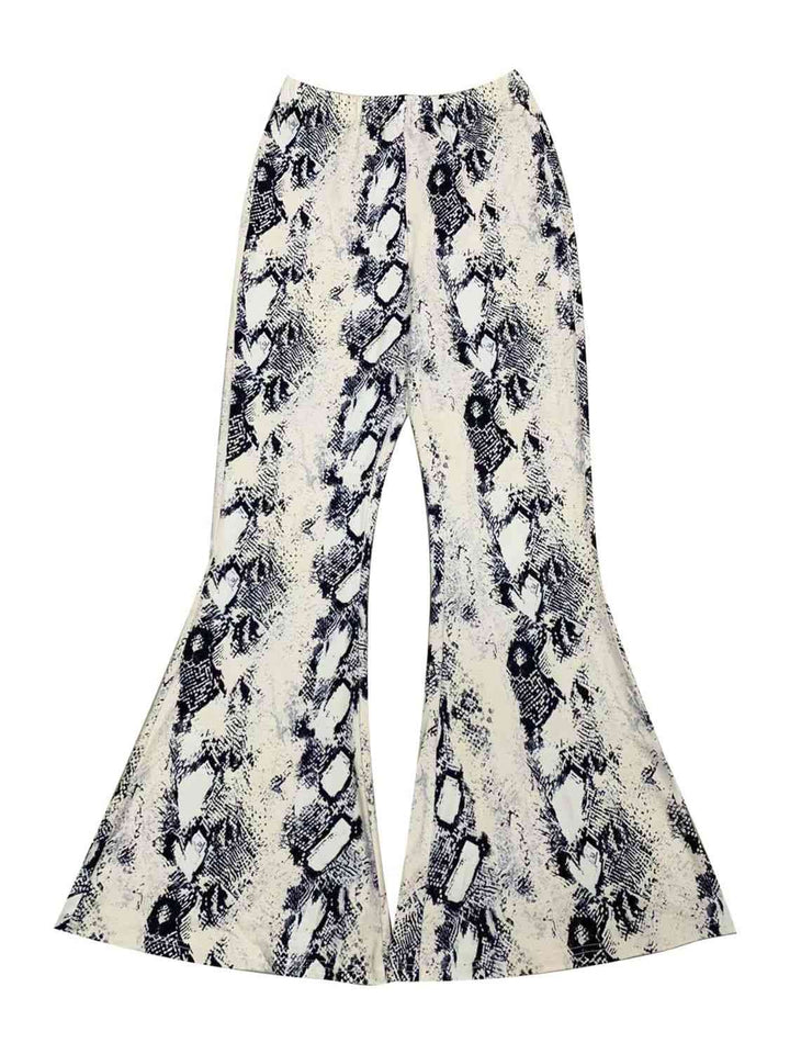 Snakeskin Print High Waist Flare Pants | 1mrk.com