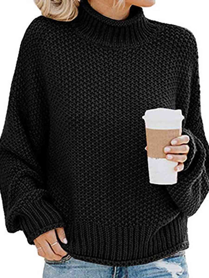 Turtleneck Dropped Shoulder Sweater |1mrk.com