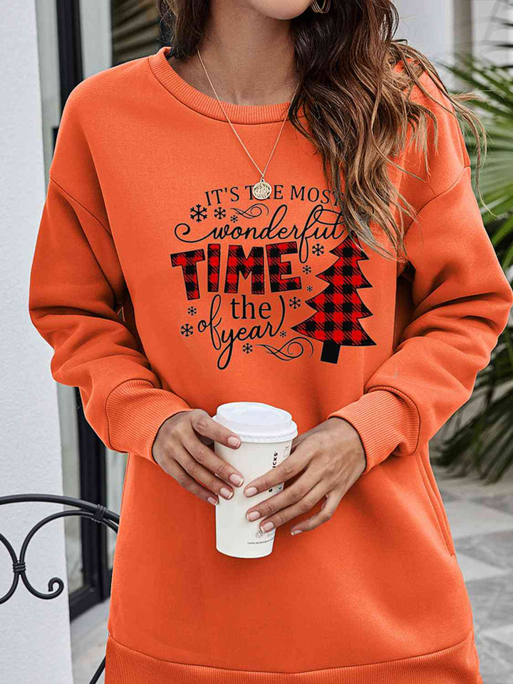 Christmas Tree Graphic Drop Shoulder Sweatshirt |1mrk.com