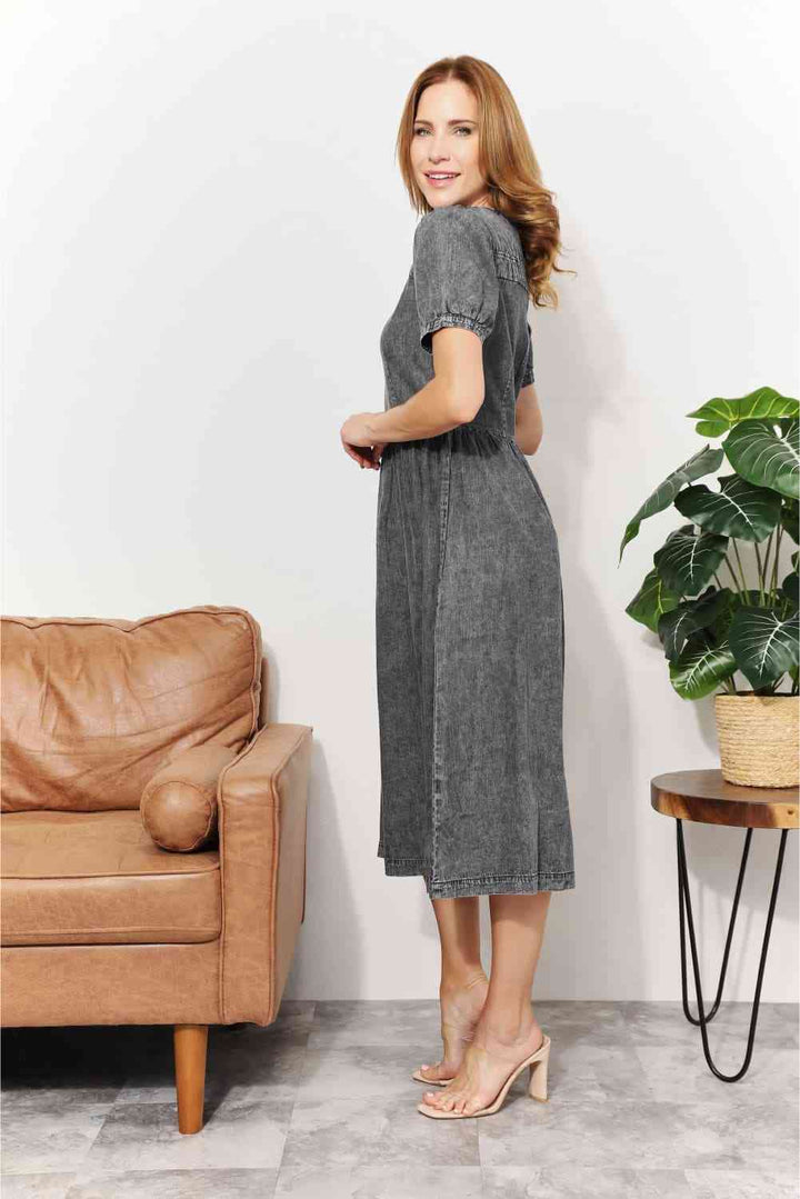 And The Why  Full Size Washed Chambray Midi Dress | 1mrk.com