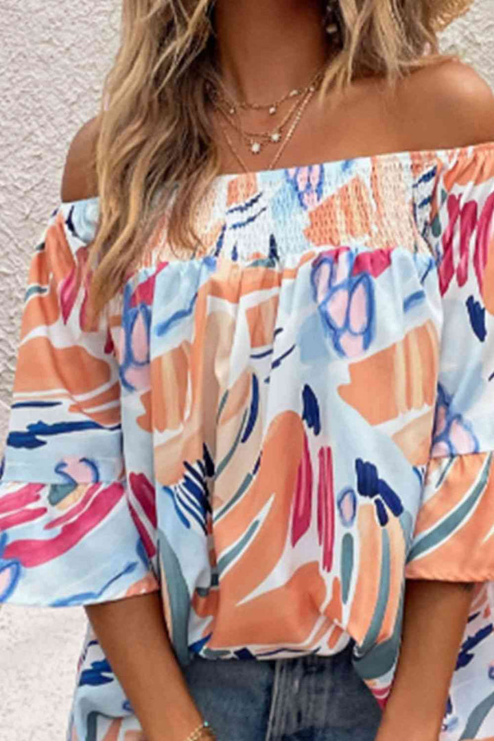 Printed Off-Shoulder Blouse | 1mrk.com