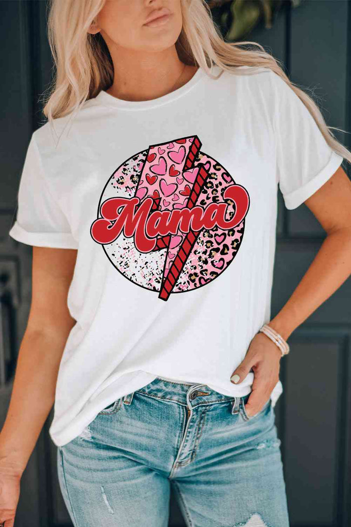 Leopard MAMA Graphic Cuffed Tee Shirt | 1mrk.com