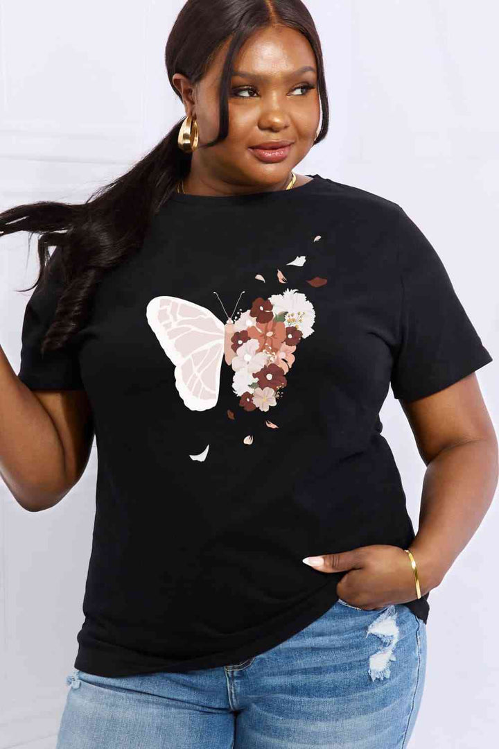 Simply Love Full Size Butterfly Graphic Cotton Tee | 1mrk.com