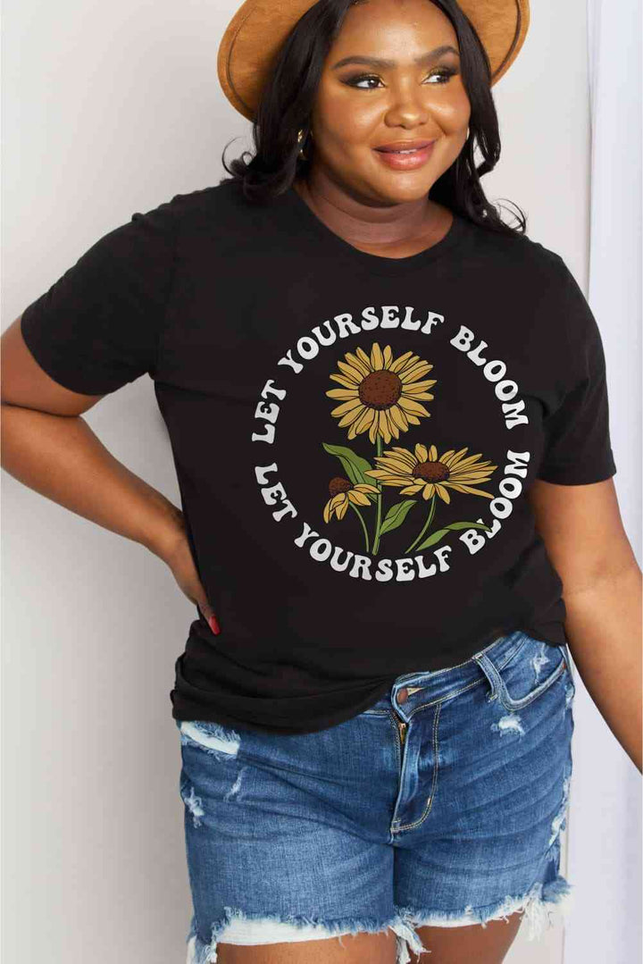 Simply Love Full Size LET YOURSELF BLOOM Graphic Cotton Tee | 1mrk.com