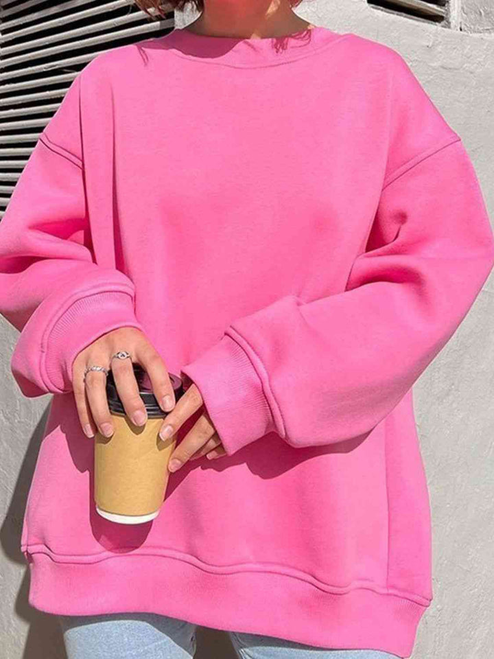 Oversize Round Neck Dropped Shoulder Sweatshirt |1mrk.com