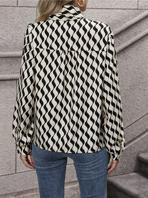 Printed Statement Neck Buttoned Blouse | 1mrk.com