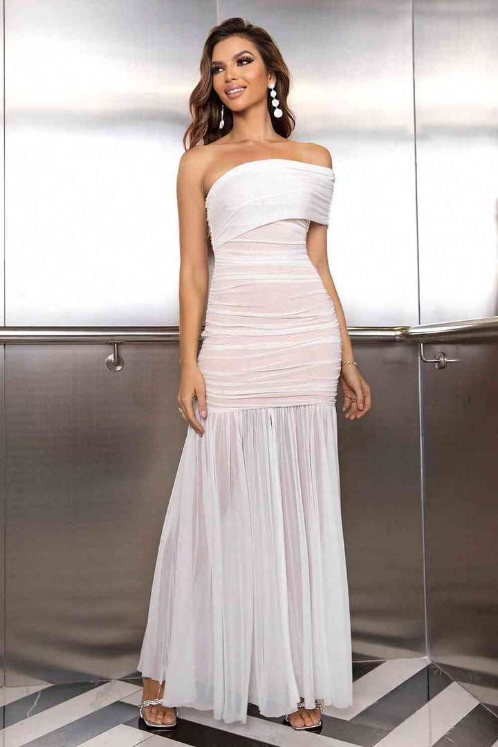 Maxi Dress One-Shoulder Ruched | 1mrk.com