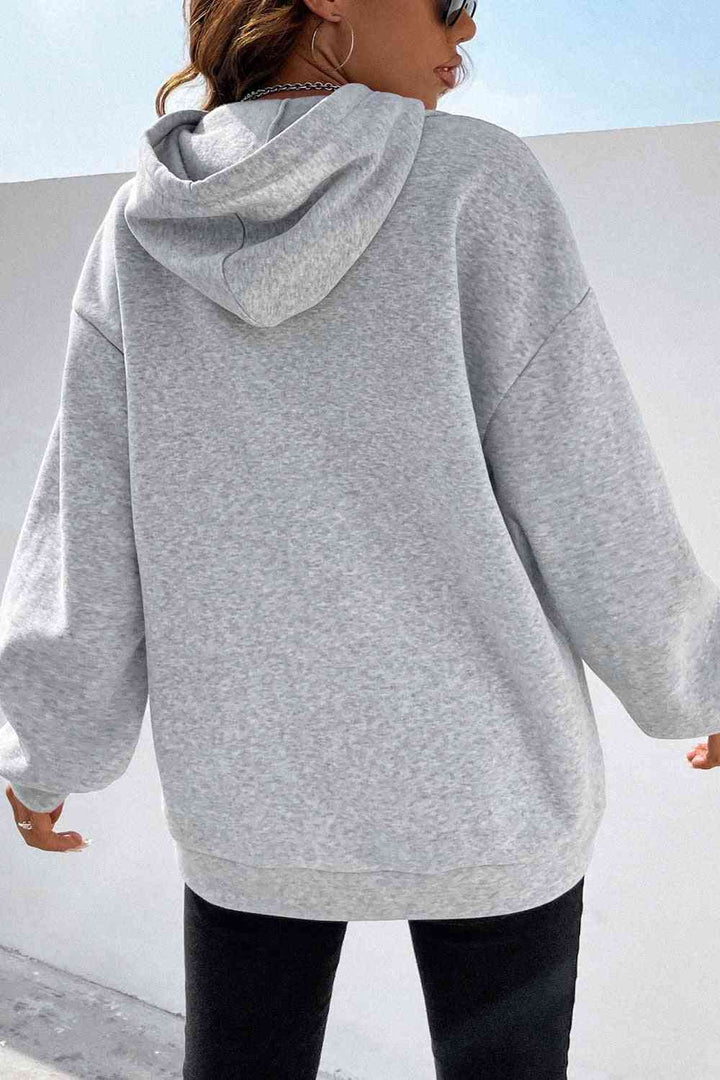 Side Zipper Dropped Shoulder Hoodie | 1mrk.com