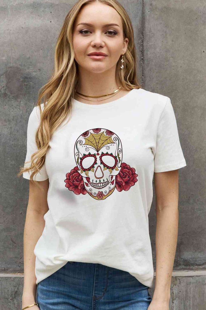 Simply Love Full Size Skull Graphic Cotton Tee | 1mrk.com