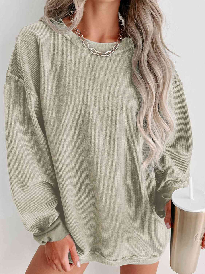 Round Neck Dropped Shoulder Sweatshirt |1mrk.com