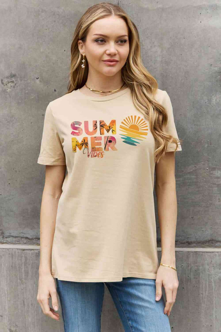 Simply Love Full Size SUMMER VIBES Graphic Cotton Tee | 1mrk.com