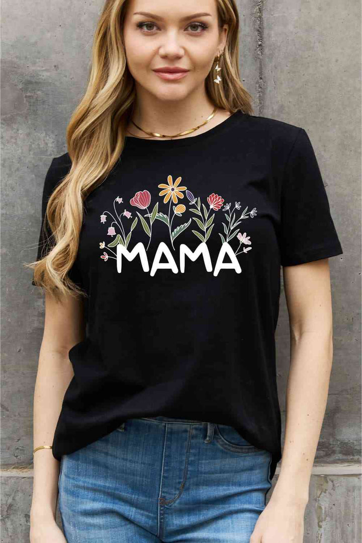 Simply Love Full Size MAMA Flower Graphic Cotton Tee | 1mrk.com