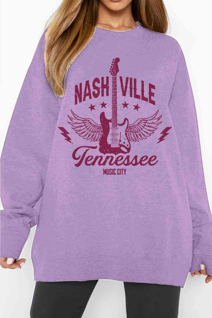 Simply Love Simply Love Full Size NASHVILLE TENNESSEE MUSIC CITY Graphic Sweatshirt |1mrk.com