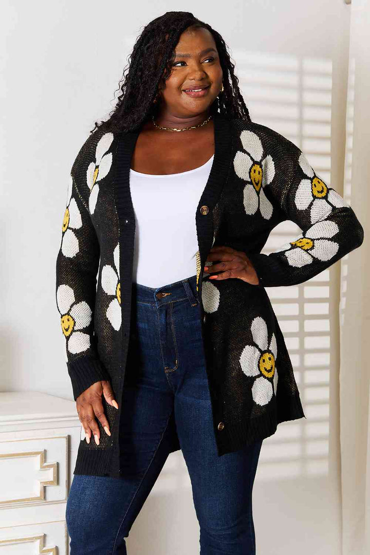 Double Take Floral Button Down Longline Cardigan |1mrk.com