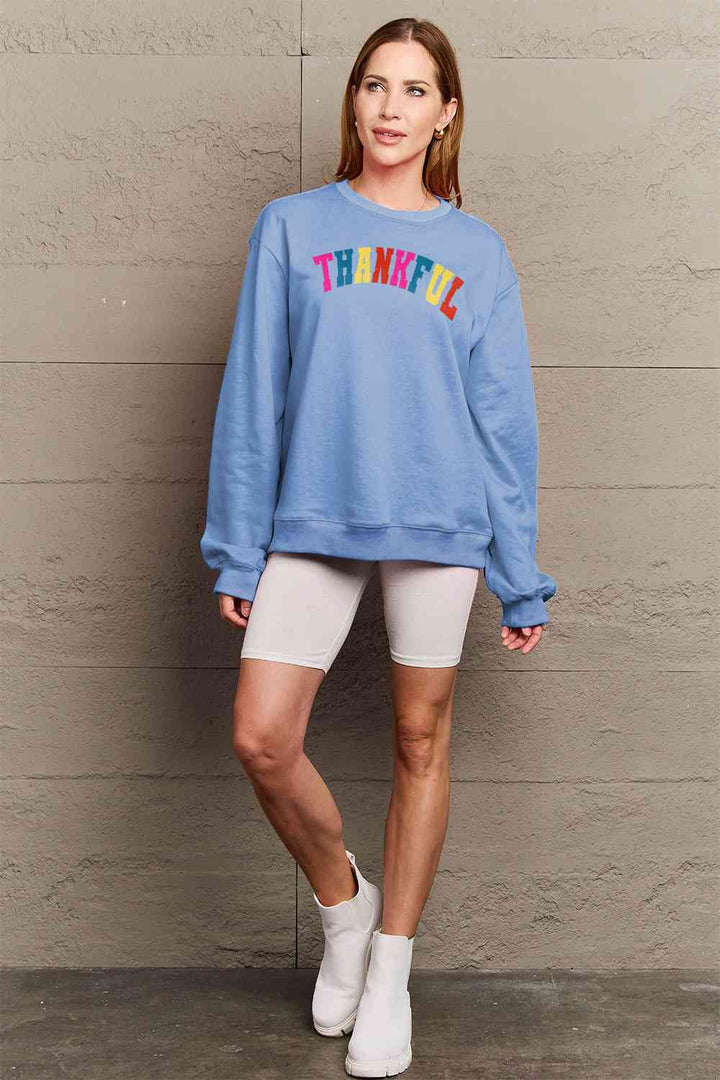 Simply Love Full Size THANKFUL Graphic Sweatshirt |1mrk.com