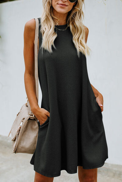 Cutout Crisscross Round Neck Sleeveless Dress |1mrk.com