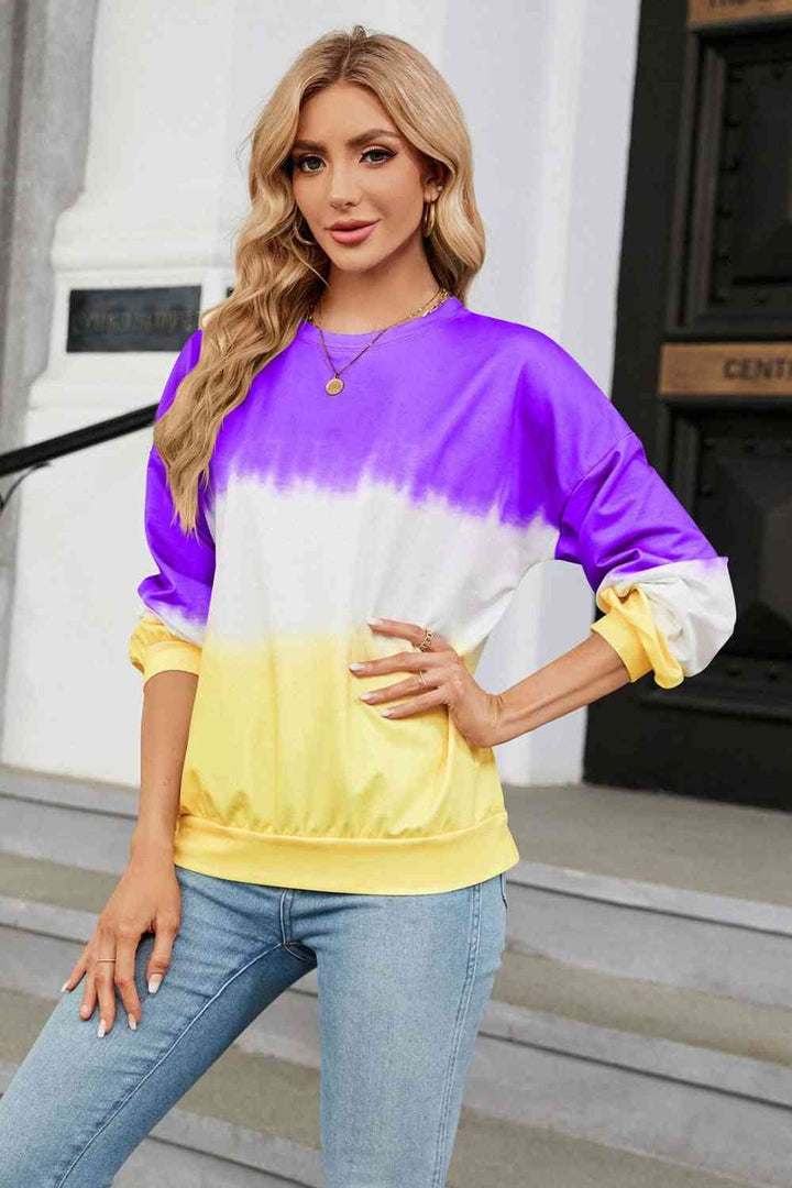 Gradient Round Neck Long Sleeve Sweatshirt |1mrk.com