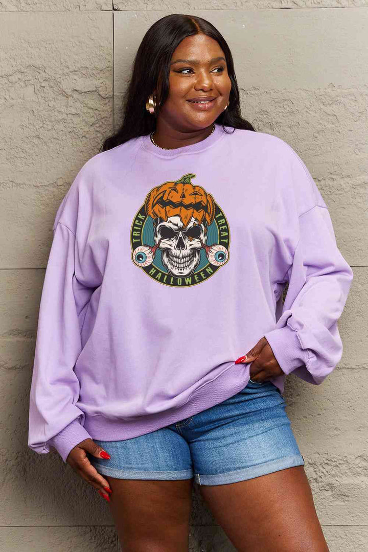 Simply Love Full Size Skull Graphic Sweatshirt |1mrk.com