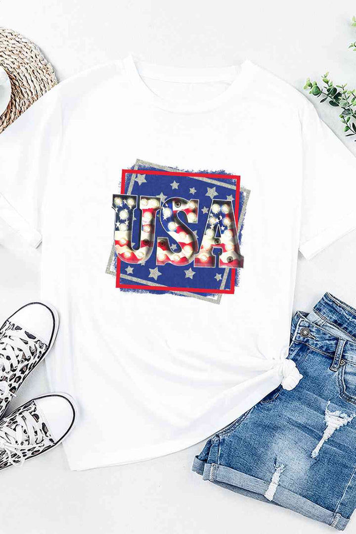 USA Graphic Round Neck Tee Shirt | 1mrk.com