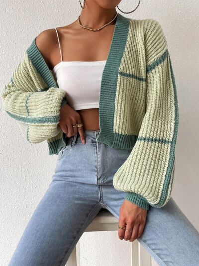 Open Front Dropped Shoulder Cardigan | Trendsi