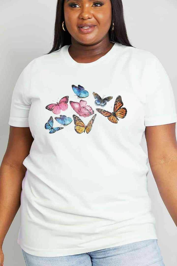 Simply Love Full Size Butterfly Graphic Cotton Tee | 1mrk.com