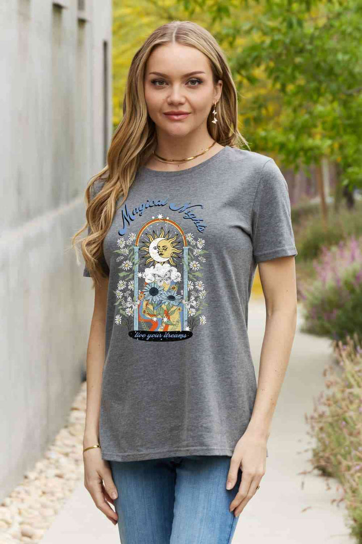 Simply Love Full Size MAGICAL NIGHTS LIVE YOUR DREAMS Graphic Cotton Tee | 1mrk.com