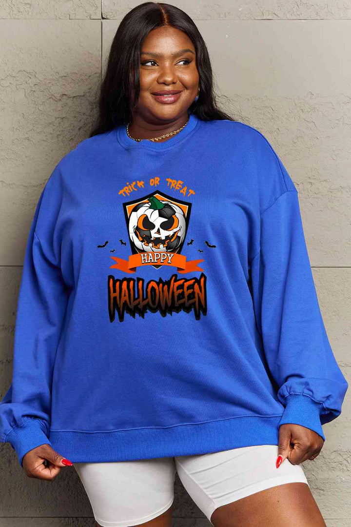 Simply Love Full Size TRICK OR TREAT HAPPY HALLOWEEN Graphic Sweatshirt |1mrk.com