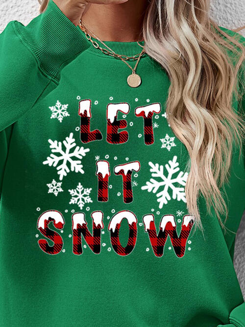 LET IT SNOW Round Neck Long Sleeve Sweatshirt |1mrk.com