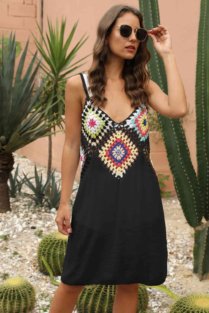 Openwork Sleeveless Embroidery Dress |1mrk.com