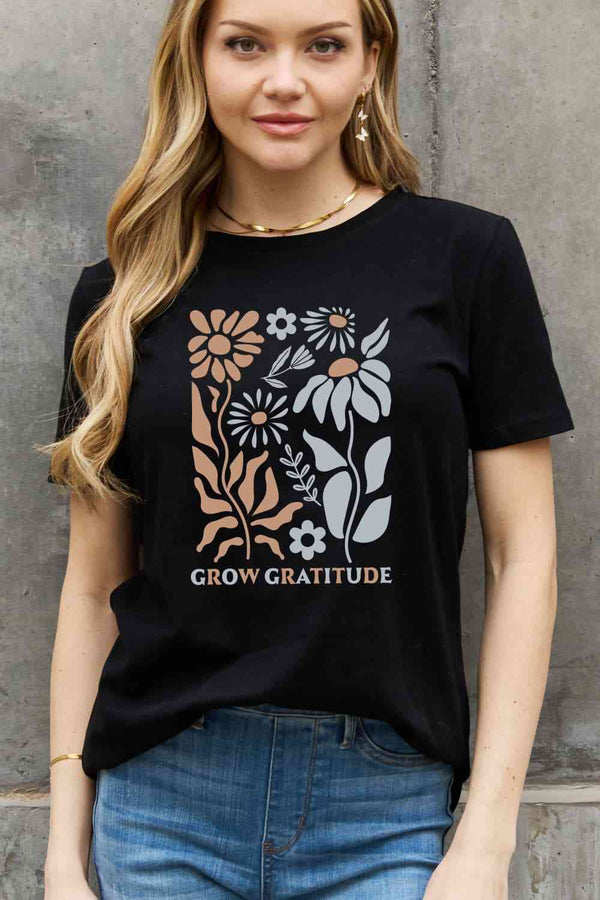 Simply Love Full Size GROW GRATITUDE Graphic Cotton Tee | 1mrk.com