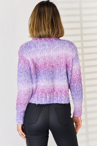 Gradient Round Neck Long Sleeve Sweater | Trendsi