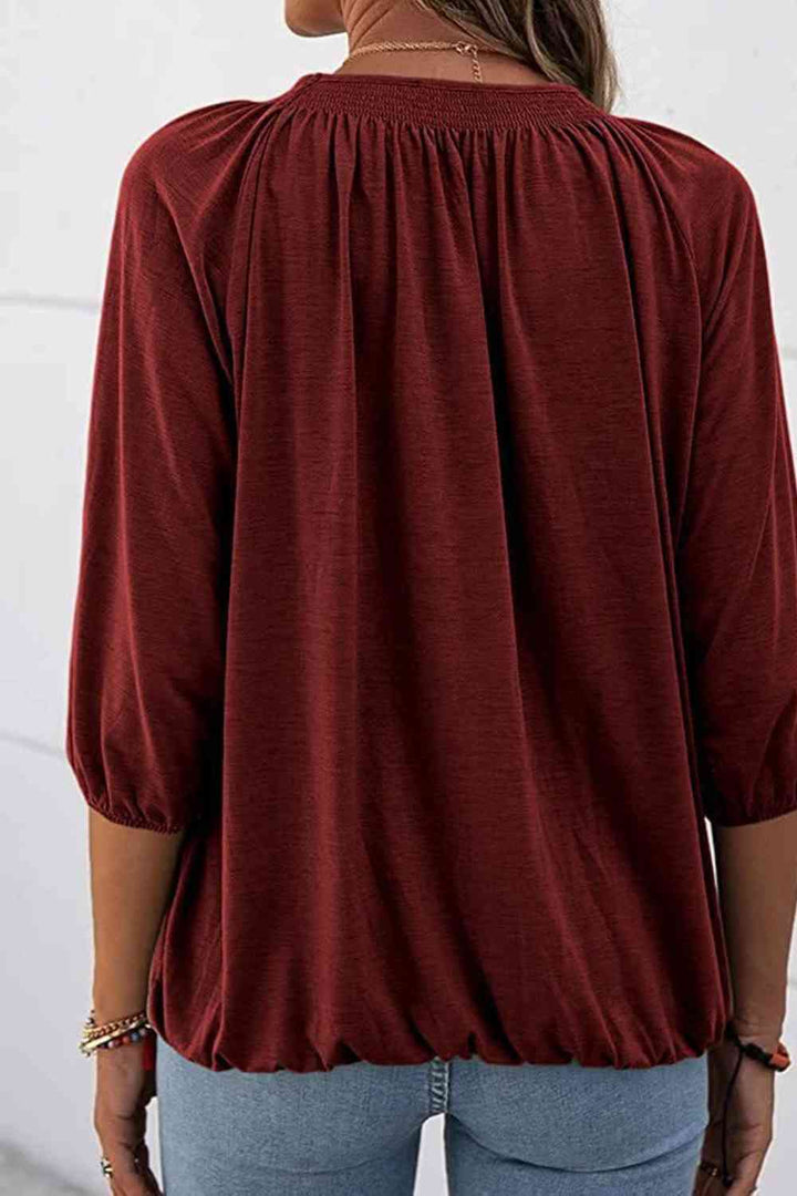 Gathered Detail Round Neck T-Shirt | 1mrk.com