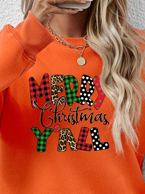 Letter Graphic Round Neck Long Sleeve Sweatshirt | Trendsi