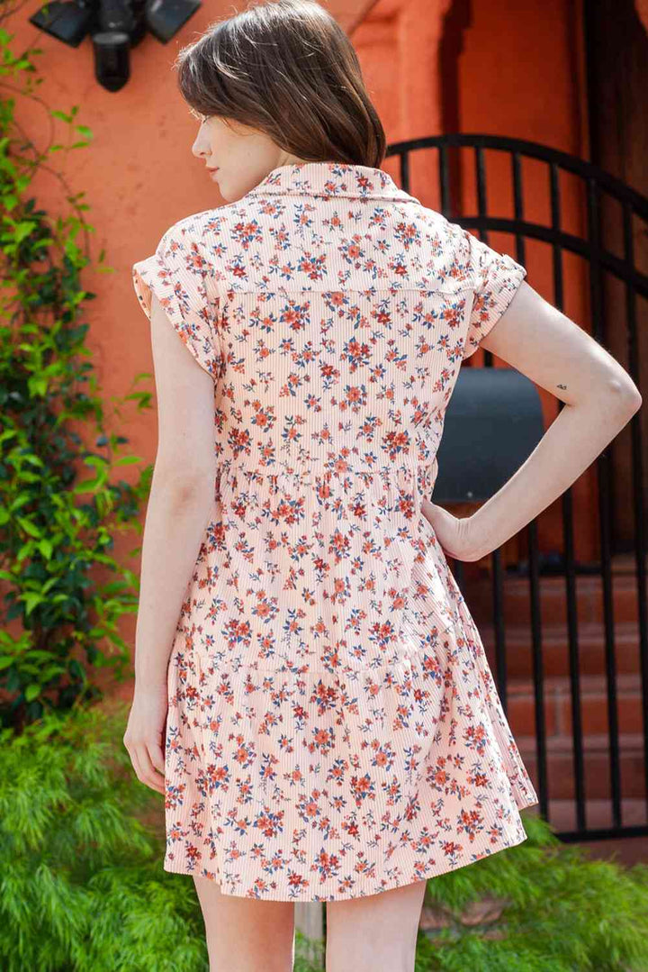 Floral Button Down Mini Dress |1mrk.com