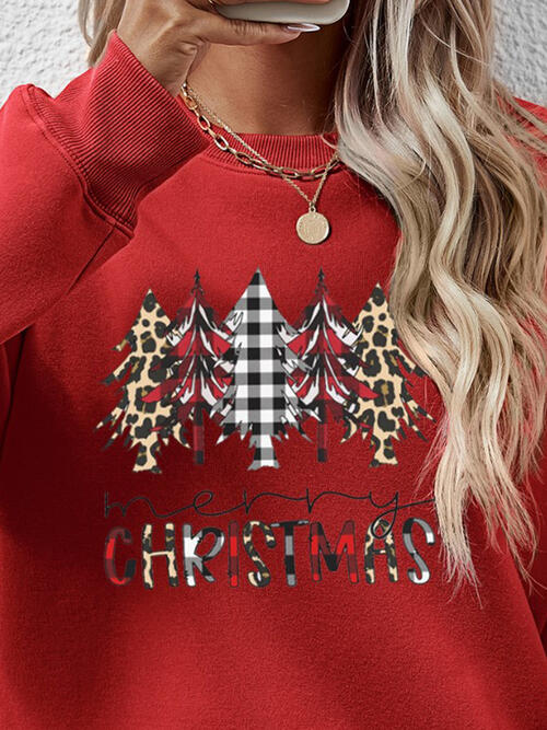 MERRY CHRISTMAS Round Neck Long Sleeve Sweatshirt |1mrk.com