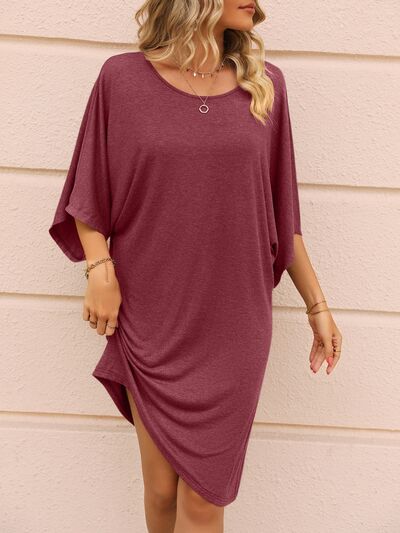 Round Neck Three-Quarter Sleeve Tee Dress | Trendsi