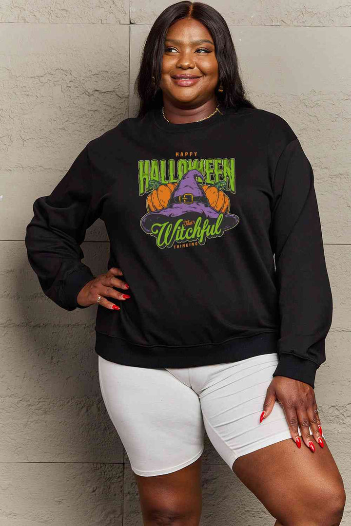 Simply Love Full Size Witch Hat Graphic Sweatshirt |1mrk.com