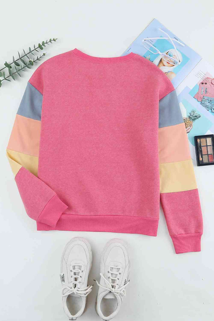 Color Block Ribbed Trim Sweatshirt |1mrk.com